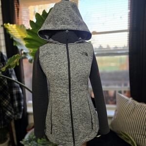 The North Face Womens Indi Jacket  Grey Black Full Zip Mock Neck/ Hoodie